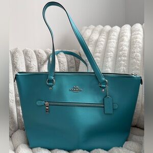 Coach Aqua Blue Leather Tote